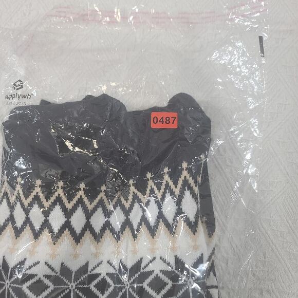 Nordic Fair Isle womens turtleneck sweater dress Size small black office Cozy - Picture 8 of 8